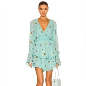 Rococo Sand Aqua Floral Long Sleeve Dress